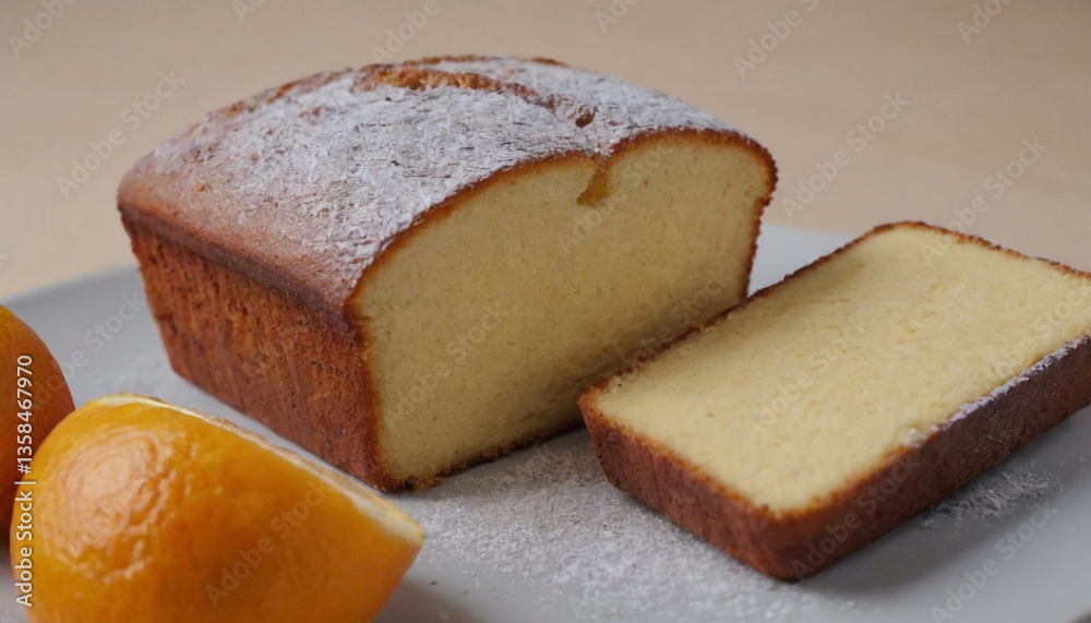 orange loaf cake with powdered sugar topping orange loaf cake with powdered sugar topping
