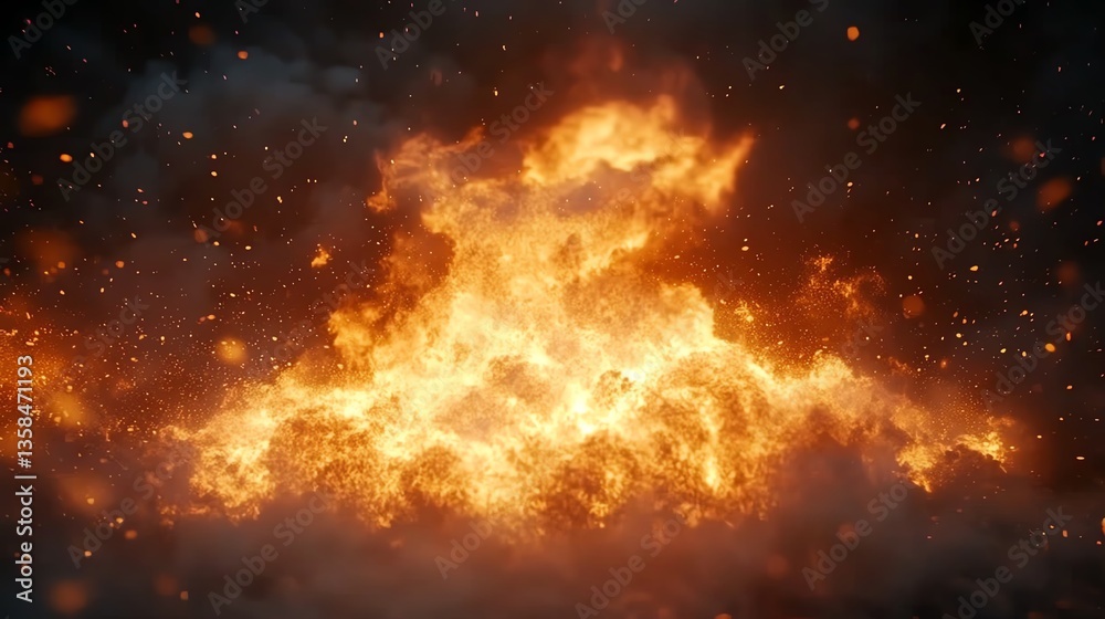 Fototapeta premium Fiery explosion background with glowing embers