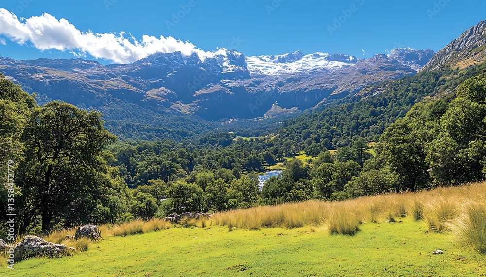 Obraz premium Mountain Valley Scenic View.