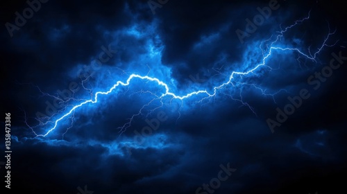 Dramatic storm clouds with intense lightning strikes photo