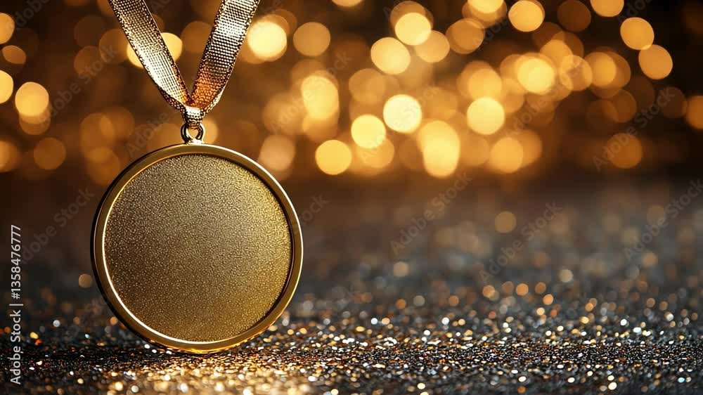 Vidéo Stock Shiny Gold Medal Celebration of Achievement Against ...