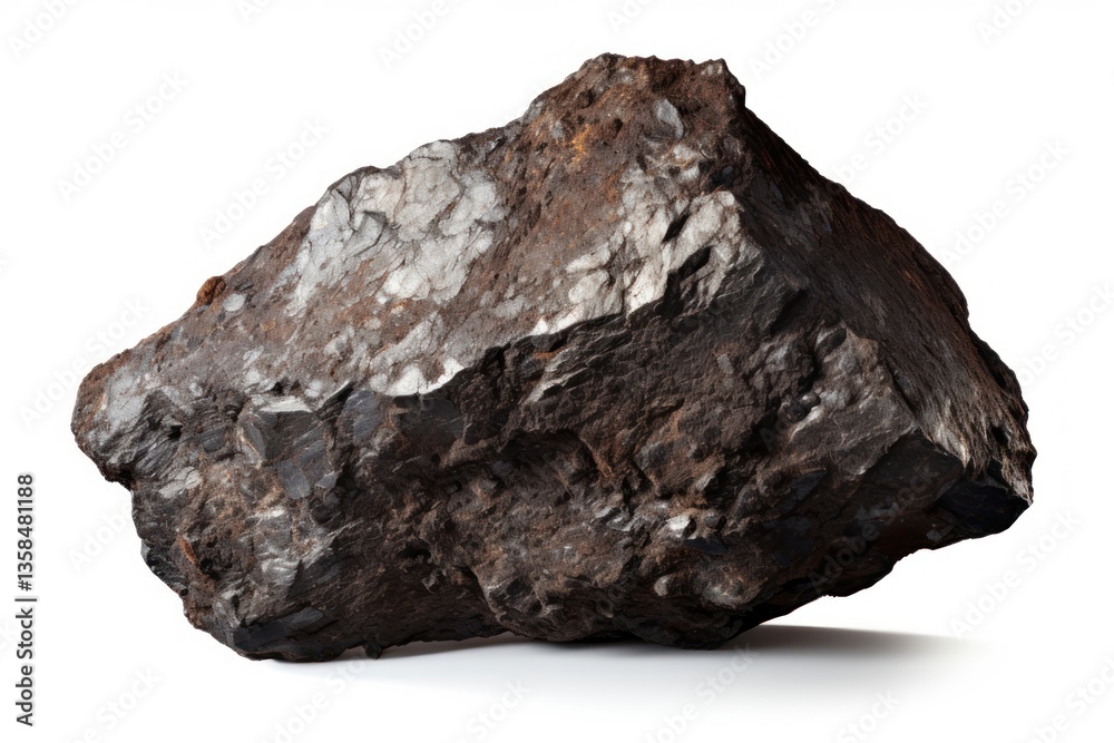 Fototapeta premium Meteorite mineral rock white background.