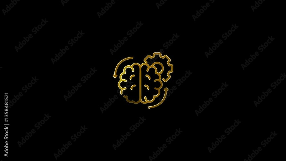 Artificial Intelligence Brain icon .Digital robotics brain icon animation . creativity concept - brain illustration on blue background. Knowledge thin line icon set.