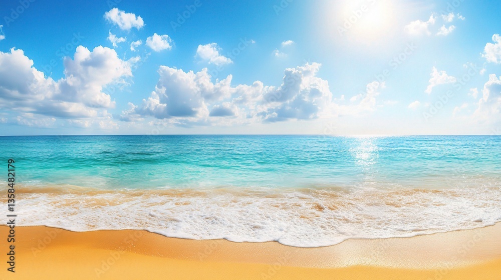 Fototapeta premium Breathtaking Tropical Beach Panorama Under Clear Blue Sky