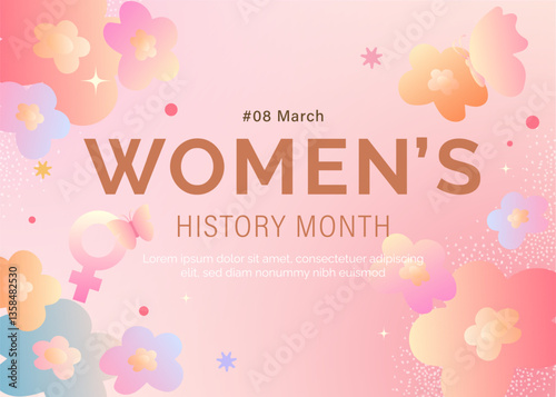 March 8th: Women's History Month Celebration, vector illustration