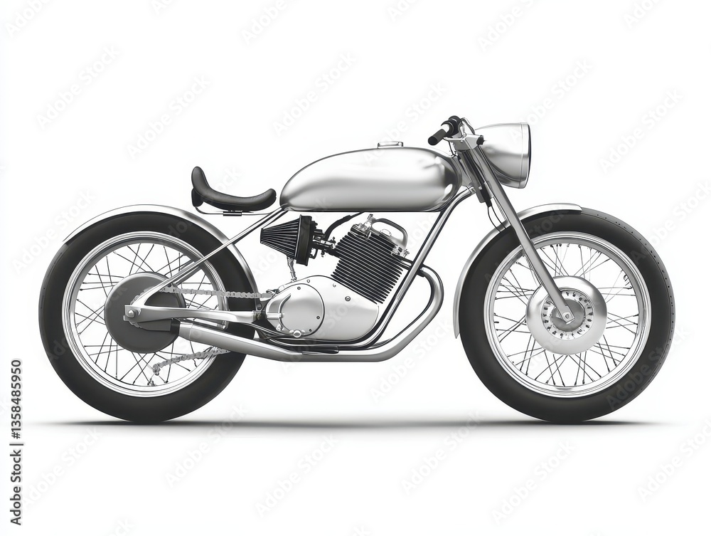 Obraz premium Sleek Silver Custom Motorcycle