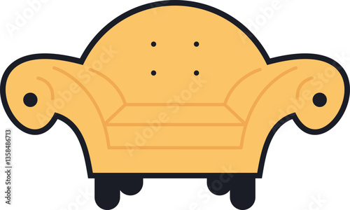 Comfortable Sofa Illustration Ouline Element