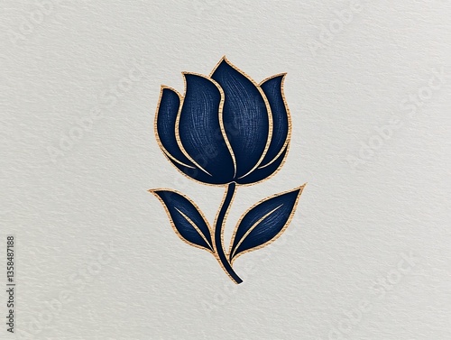 Elegant Dark Blue Gold Tulip.