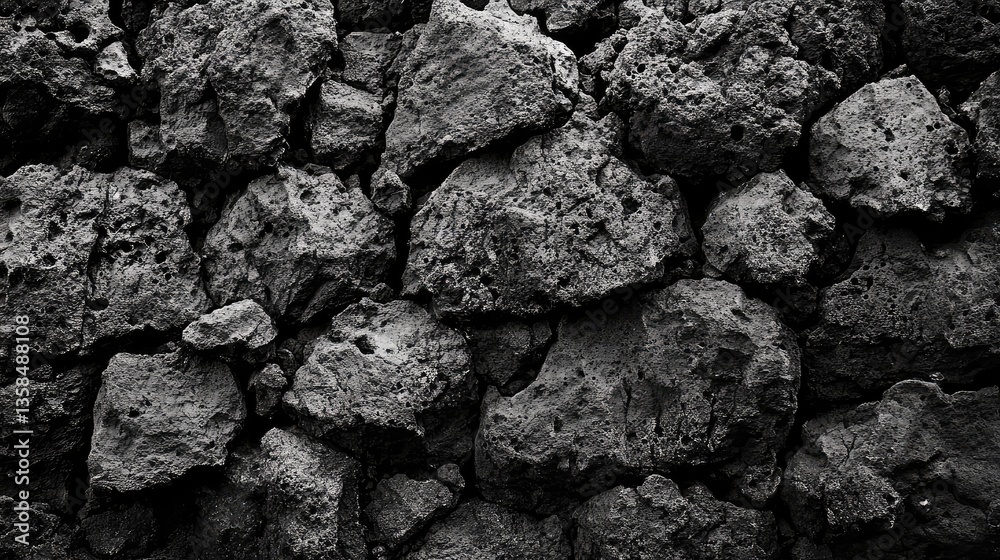 Rough volcanic rock wall texture with dark tones and deep grooves. A rugged and dramatic background option. Rough volcanic rock wall texture with dark tones and deep grooves. A rugged and dramatic background option.