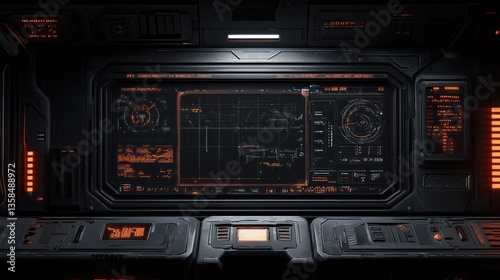Futuristic Spaceship Control Panel Interface