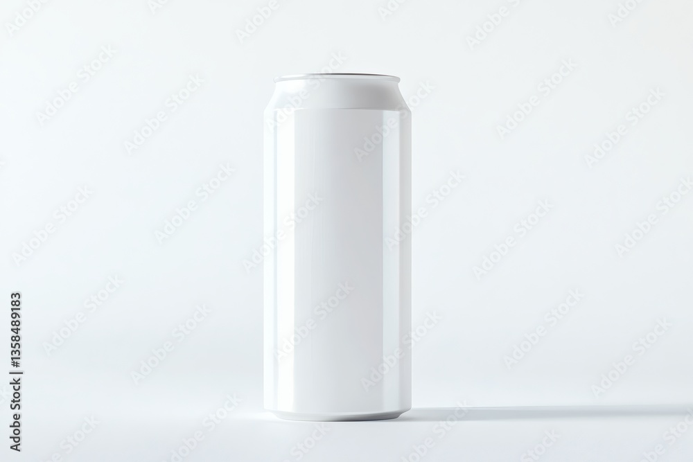 Sleek White Beverage Can with Minimalist Design for Product Mockups and Branding Sleek White Beverage Can with Minimalist Design for Product Mockups and Branding