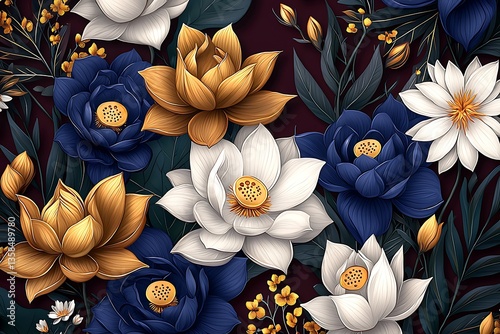 Elegant Lotus Flower Pattern Design.