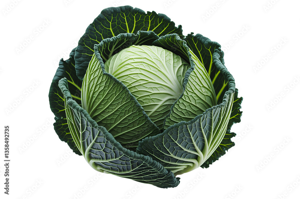 Obraz premium Vibrant Green Cabbage with Intricate Leaf Patterns