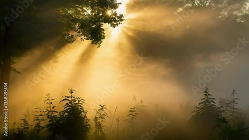 morning mist in the forest