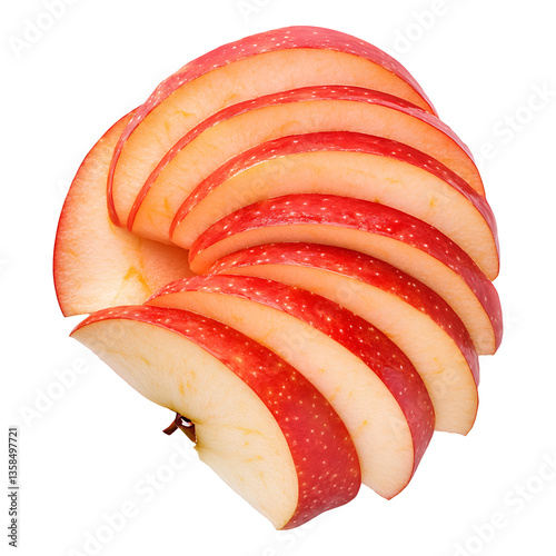 Apple slices isolated on a transparent background, fresh and crisp.