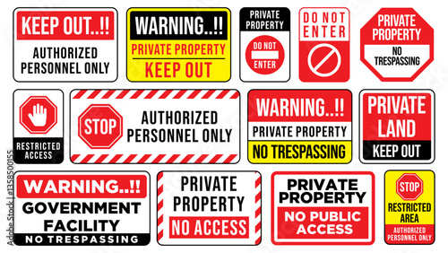 set private property warning sign vector design