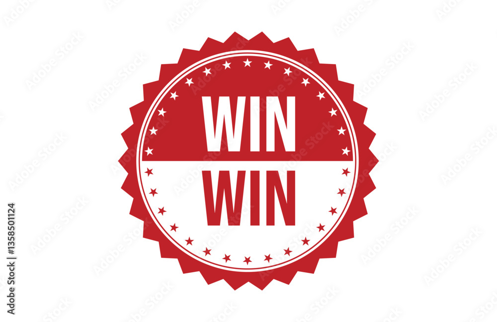 Obraz premium Win-win red ribbon label banner.