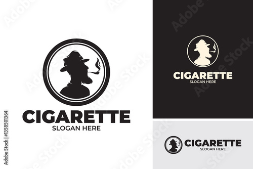 Smoking cigarettes logo design template
