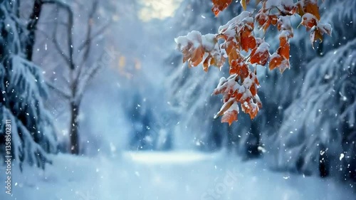 winter forest in the morning