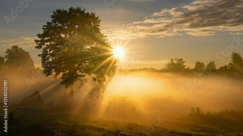 morning mist in the forest