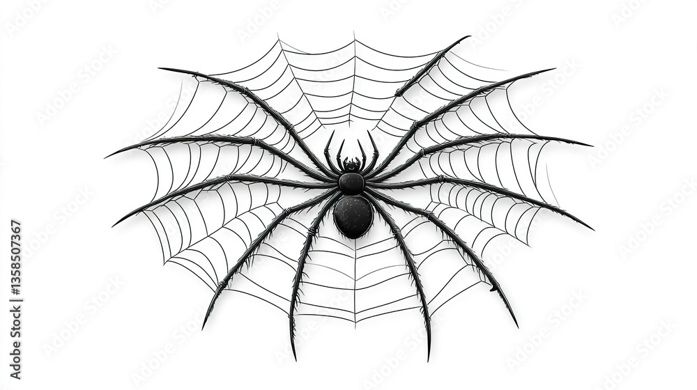 Fototapeta premium Spider web on white background 