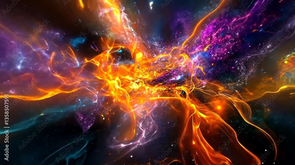 Vibrant cosmic explosion of colors and light, depicting the beauty of the universe