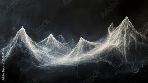 Wallpaper Mural Thin white spider webs draping from the upper left and right sides of a black background, faint glow accentuating their fine, ghostly strands.   Torontodigital.ca