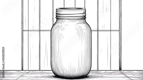 Empty Jar on Wooden Plank