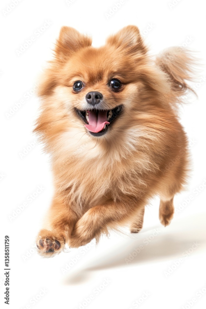 Obraz premium Happy running Pomeranian dog