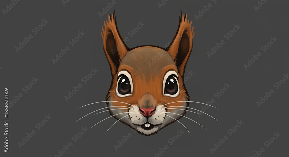 Obraz premium Adorable squirrel face close up with a cute expression and detailed fur