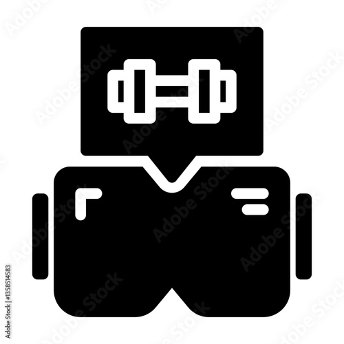 virtual fitness. This is a vector single icon with a solid style. Suitable for any purpose, such as website design, mobile app design, logo design, pattern design, etc