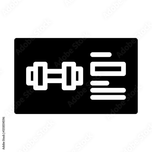 fitness membership card. This is a vector single icon with a solid style. Suitable for any purpose, such as website design, mobile app design, logo design, pattern design, etc