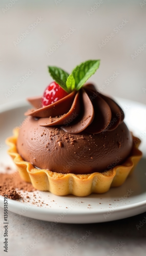 Silky chocolate mousse elegantly presented on a crisp pastry base, whip, elegant Silky chocolate mousse elegantly presented on a crisp pastry base, whip, elegant