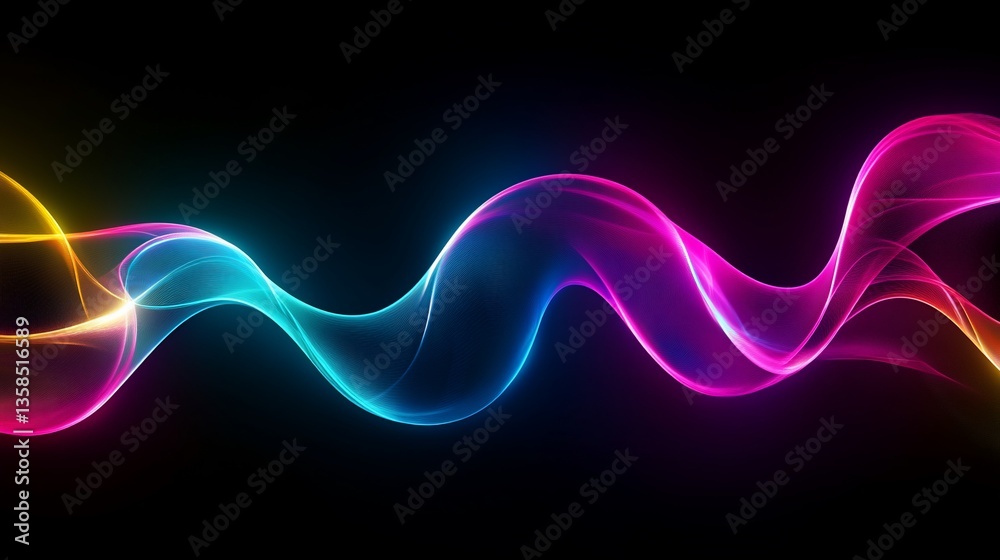 Naklejka premium Abstract Colorful Wave on Black Background for Modern Designs and Technology
