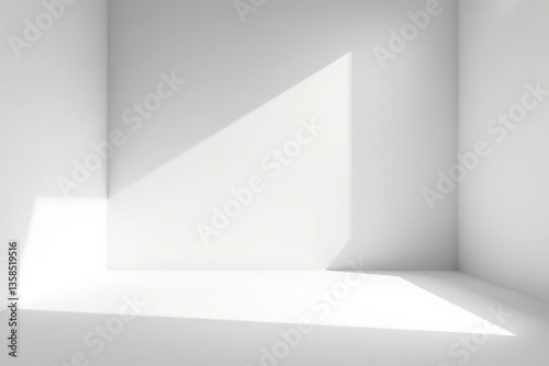 Empty studio with light and shadow for photography and presentation items, white and grey gradient background, abstract studio room, vector illustration, empty studio,  studio room