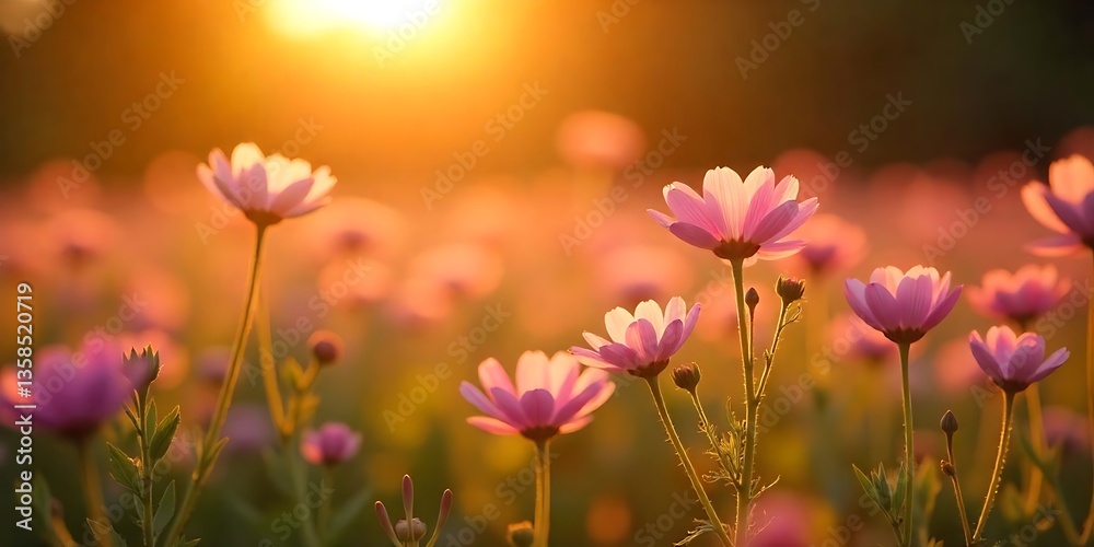 Obraz premium Spring flowers art with pink blossom. Beautiful nature scene with blooming flowers background