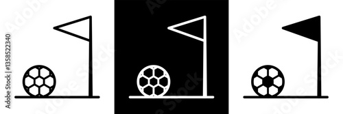 Soccer Corner Flag with Ball Icon Illustration for Sports Graphics - Football Marker for Education
