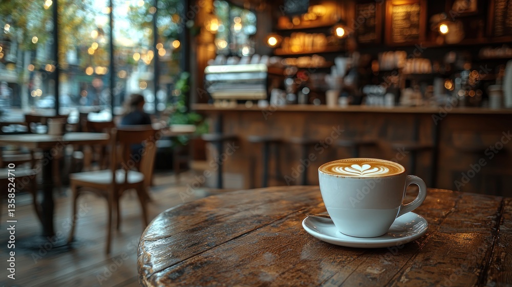 Fototapeta premium Latte art in a cozy cafe.