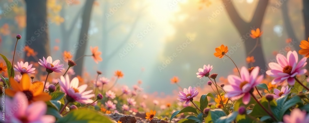 Forced perspective of withering autumn flowers and plants in soft pastel hues, withering, flowers Forced perspective of withering autumn flowers and plants in soft pastel hues, withering, flowers