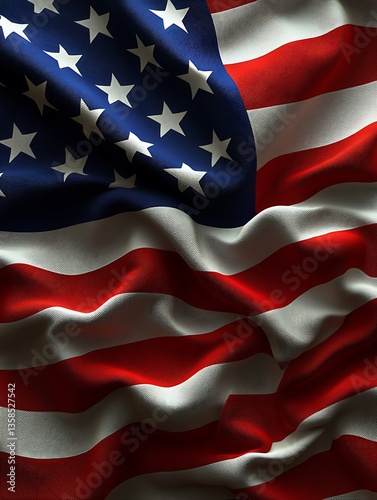 A waving fabric showing the arrangement of stars and stripes