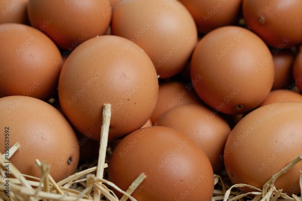 Fresh Brown Eggs Nestled in Straw – A Bounty of Nature's Protein Source, Ideal for Breakfast, Baking, and Culinary Delights, Rich in Nutrients and Flavor Fresh Brown Eggs Nestled in Straw – A Bounty of Nature's Protein Source, Ideal for Breakfast, Baking, and Culinary Delights, Rich in Nutrients and Flavor