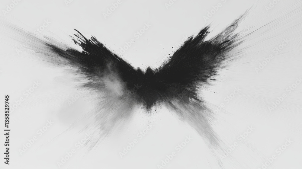 Obraz premium Abstract black ink splatter resembling butterfly