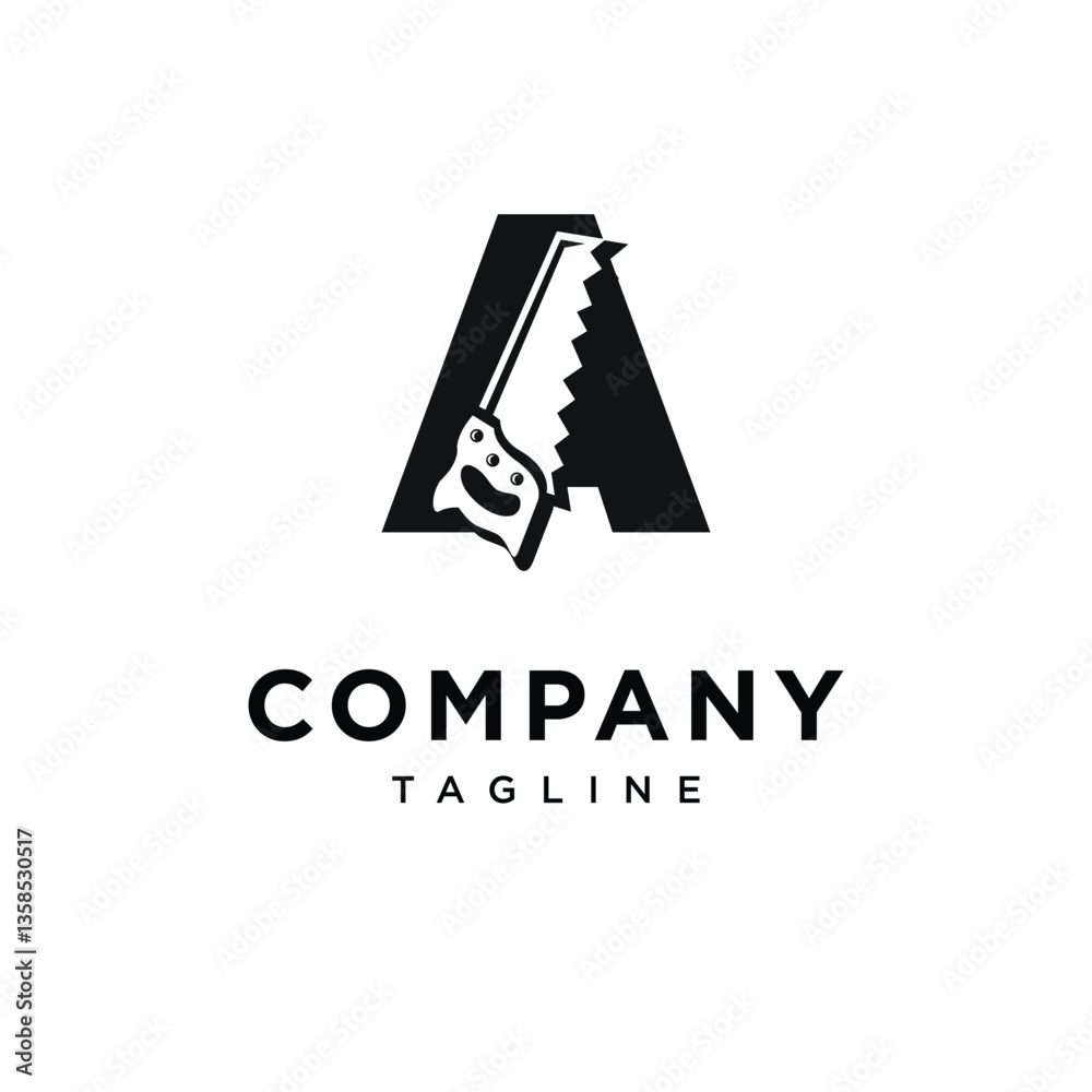 Fototapeta premium Letter A Wood Saw Logo Icon Vector