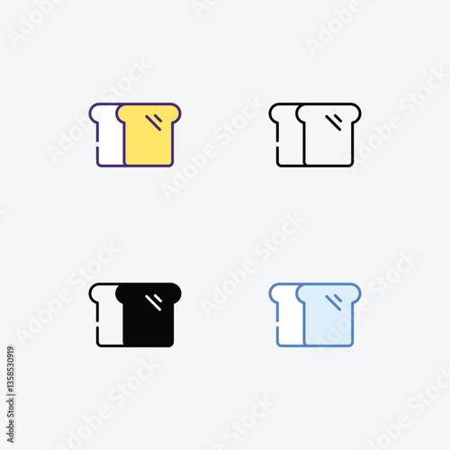 Bread icons set Line and Glyph black vector icon