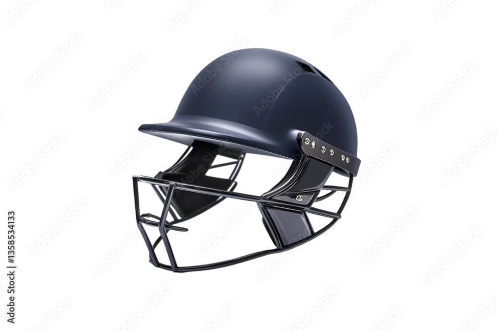 Fototapeta premium Dark Blue Cricket Helmet with Face Guard Safety Gear Sport Equipment,