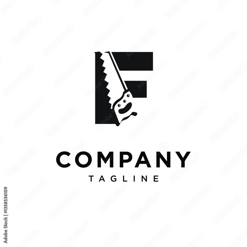 Fototapeta premium Letter F Wood Saw Logo Icon Vector