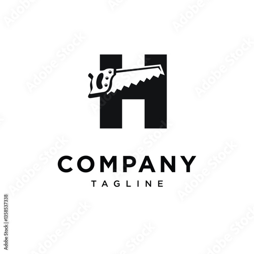 Letter H Wood Saw Logo Icon Vector