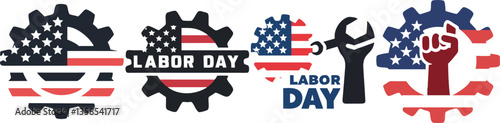 Labor Movement Vector Icons - Clenched Fist & Gear Symbol