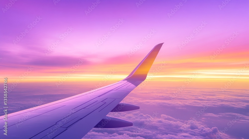 Obraz premium Sunset Flight Above the Clouds: A Breathtaking Aerial View