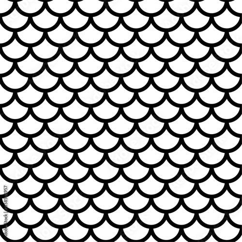 Seamless Fish Scale Pattern – Black and White Geometric Vector